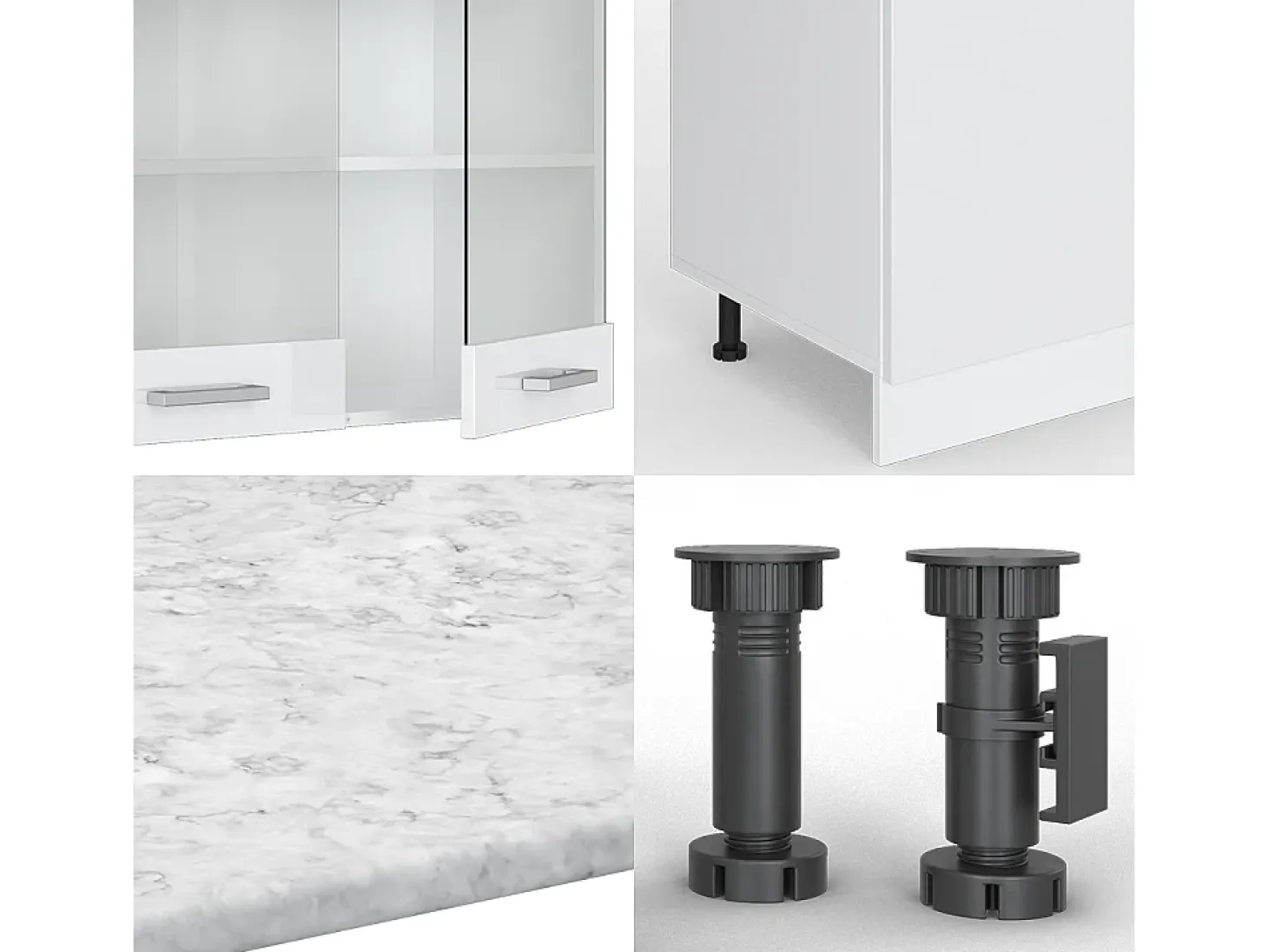 Mueble de cocina blanco alto brillo/blanco 300x46x81.6 r-line