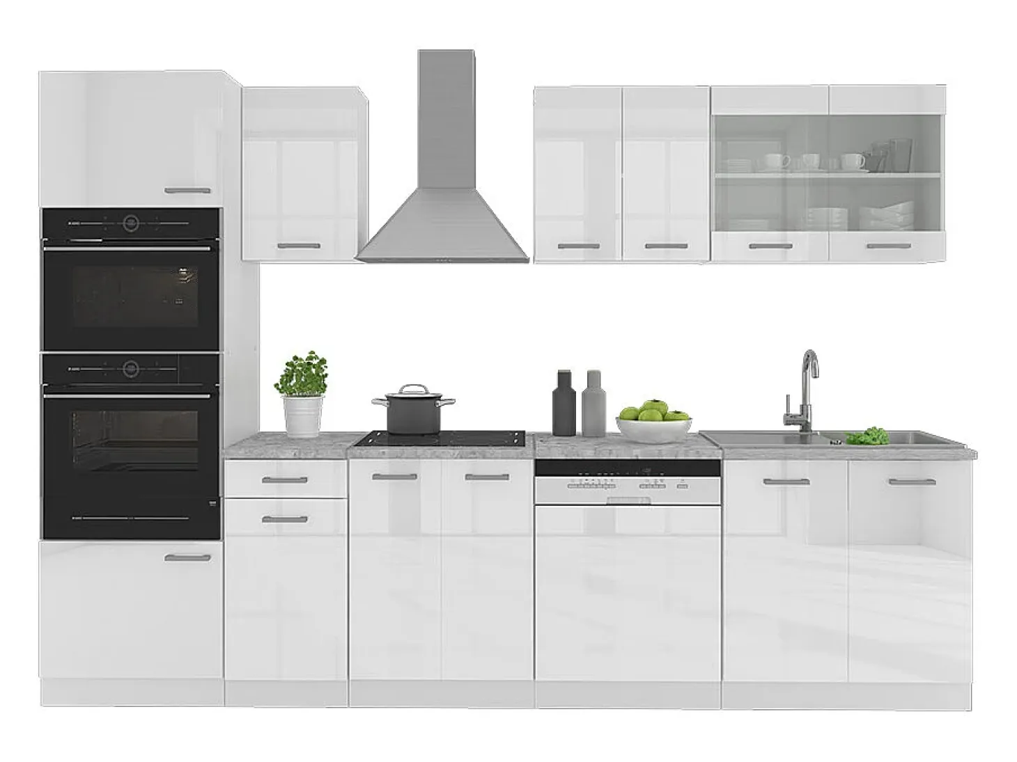 Mueble de cocina blanco alto brillo/blanco 300x46x81.6 r-line