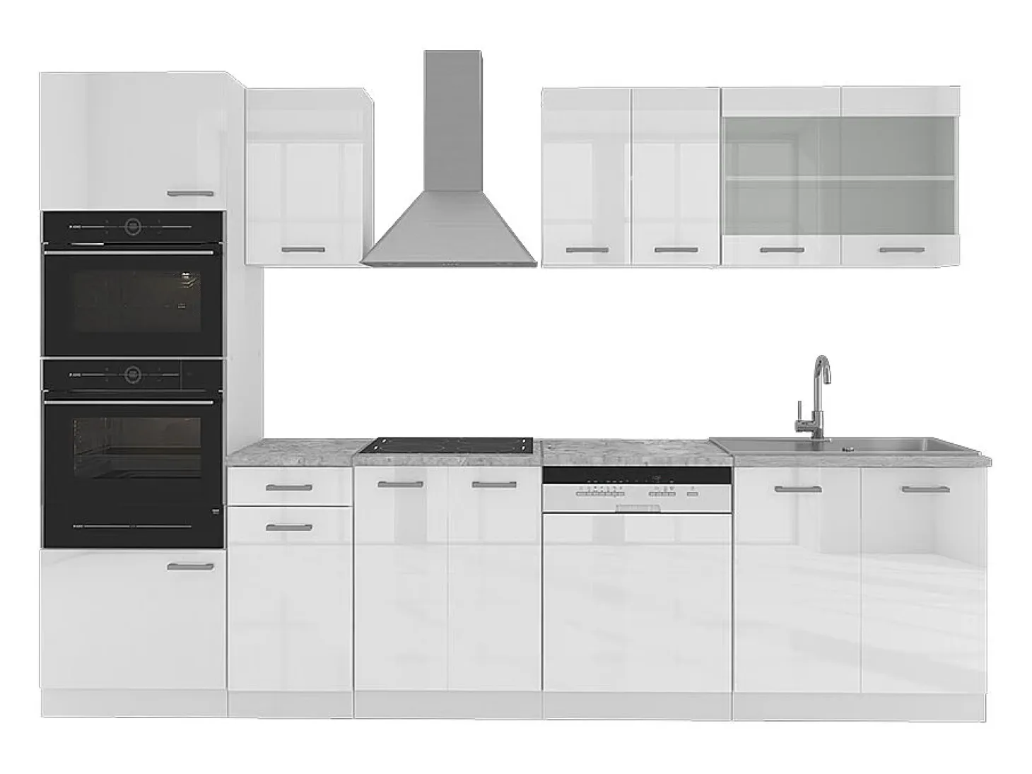 Mueble de cocina blanco alto brillo/blanco 300x46x81.6 r-line