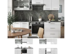 Mueble de cocina blanco alto brillo/blanco 235x60x81.6 fame-line