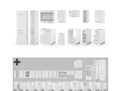 Mueble de cocina blanco alto brillo/blanco 355x60x81.6 fame-line