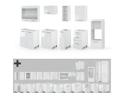 Mueble de cocina blanco alto brillo/blanco 280x60x81.6 fame-line