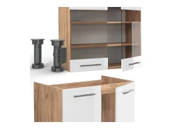 Mueble de cocina blanco brillo intenso/roble dorado 200x60x81.6 fame-line