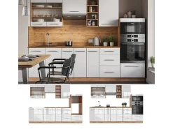 Mueble de cocina blanco brillo intenso/roble dorado 280x60x81.6 fame-line