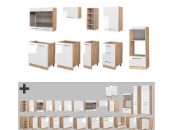 Mueble de cocina blanco brillo intenso/roble dorado 280x60x81.6 fame-line