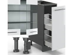 Mueble de cocina blanco brillo/antracita 280x60x81.6 fame-line