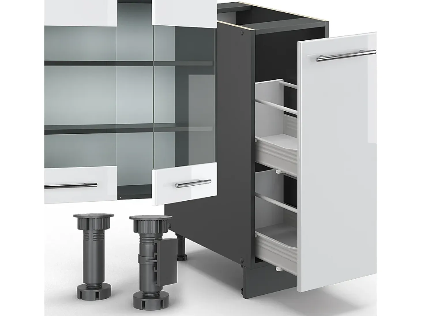 Mueble de cocina blanco brillo/antracita 280x60x81.6 fame-line