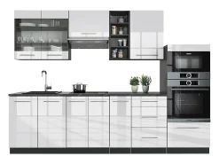 Mueble de cocina blanco brillo/antracita 280x60x81.6 fame-line