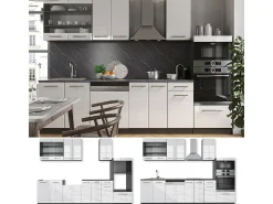 Mueble de cocina blanco brillo/antracita 300x60x81.6 fame-line