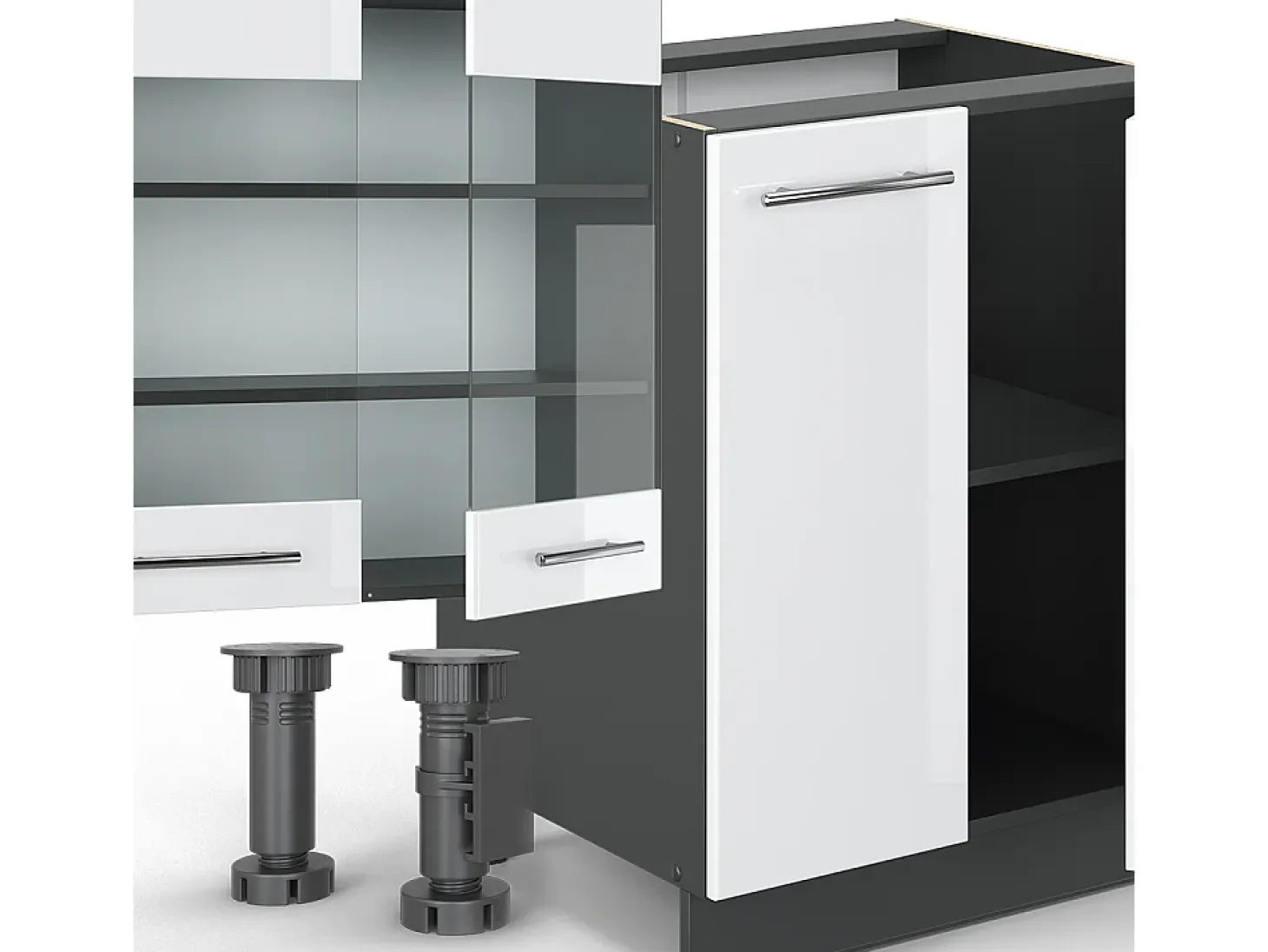Mueble de cocina blanco brillo/antracita 300x60x81.6 fame-line
