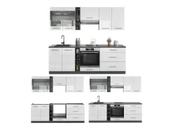 Mueble de cocina blanco brillo/antracita 235x46x81.6 fame-line