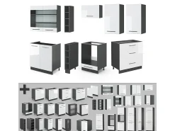 Mueble de cocina blanco brillo/antracita 235x46x81.6 fame-line