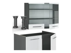Mueble de cocina blanco brillo/antracita 235x46x81.6 fame-line