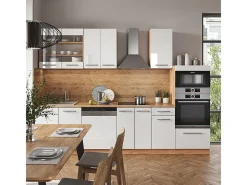 Mueble de cocina blanco brillo intenso/roble dorado 300x60x81.6 fame-line
