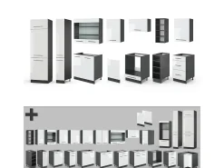 Mueble de cocina blanco brillo/antracita 355x60x81.6 fame-line