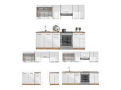 Mueble de cocina blanco brillo intenso/roble dorado 240x60x81.6 fame-line