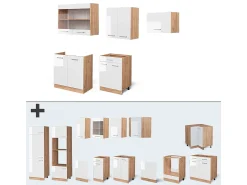 Mueble de cocina blanco brillo intenso/roble dorado 200x60x81.6 r-line