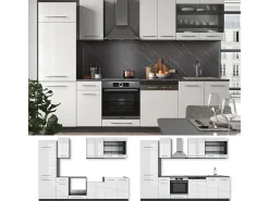 Mueble de cocina blanco brillo/antracita 300x60x81.6 fame-line