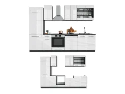Mueble de cocina blanco brillo/antracita 300x60x81.6 fame-line