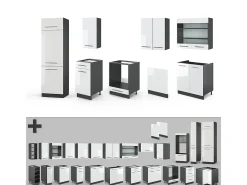 Mueble de cocina blanco brillo/antracita 300x60x81.6 fame-line