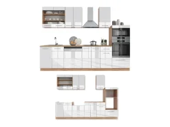 Mueble de cocina blanco brillo intenso/roble dorado 300x60x81.6 fame-line