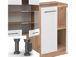 Mueble de cocina blanco brillo intenso/roble dorado 300x60x81.6 fame-line