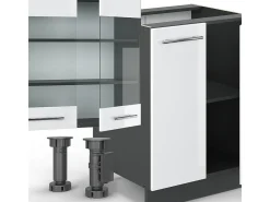 Mueble de cocina blanco brillo/antracita 300x60x81.6 fame-line