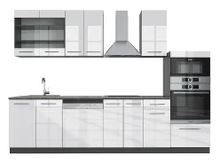 Mueble de cocina blanco brillo/antracita 300x60x81.6 fame-line