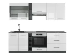 Mueble de cocina blanco brillo/antracita 235x60x81.6 fame-line