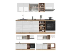 Mueble de cocina blanco brillo intenso/roble dorado 240x46x81.6 r-line