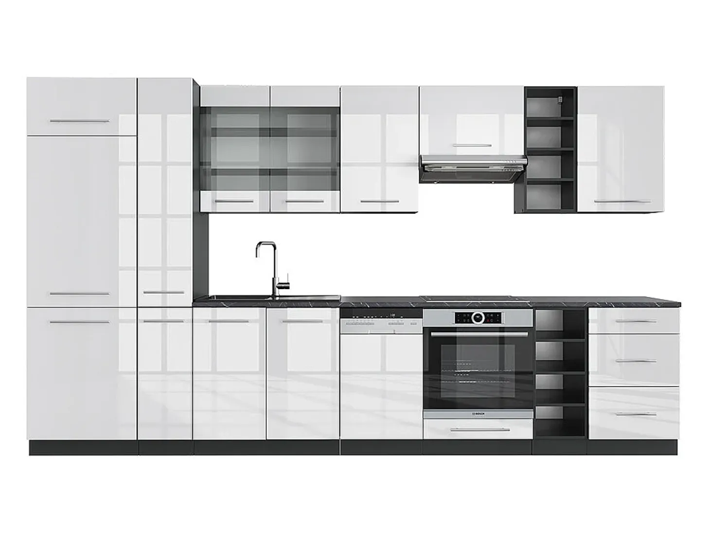 Mueble de cocina blanco brillo/antracita 355x60x81.6 fame-line