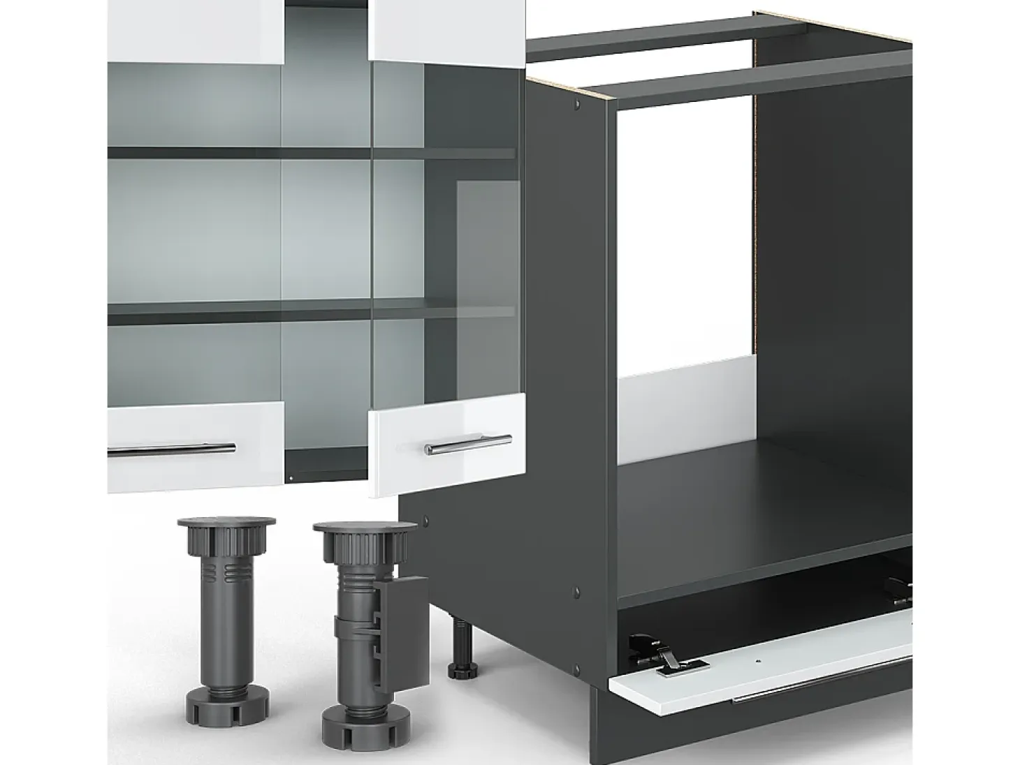 Mueble de cocina blanco brillo/antracita 355x60x81.6 fame-line