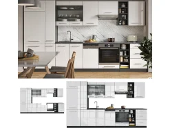 Mueble de cocina blanco brillo/antracita 355x60x81.6 fame-line
