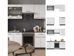 Mueble de cocina blanco brillo/antracita 200x60x81.6 fame-line