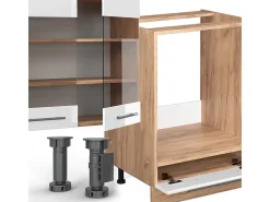 Mueble de cocina blanco brillo intenso/roble dorado 300x60x81.6 fame-line
