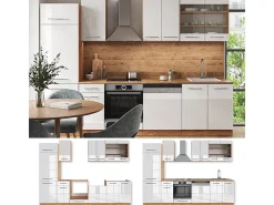 Mueble de cocina blanco brillo intenso/roble dorado 300x60x81.6 fame-line