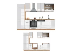 Mueble de cocina blanco brillo intenso/roble dorado 300x60x81.6 fame-line