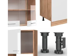 Mueble de cocina blanco brillo intenso/roble dorado 300x60x81.6 r-line