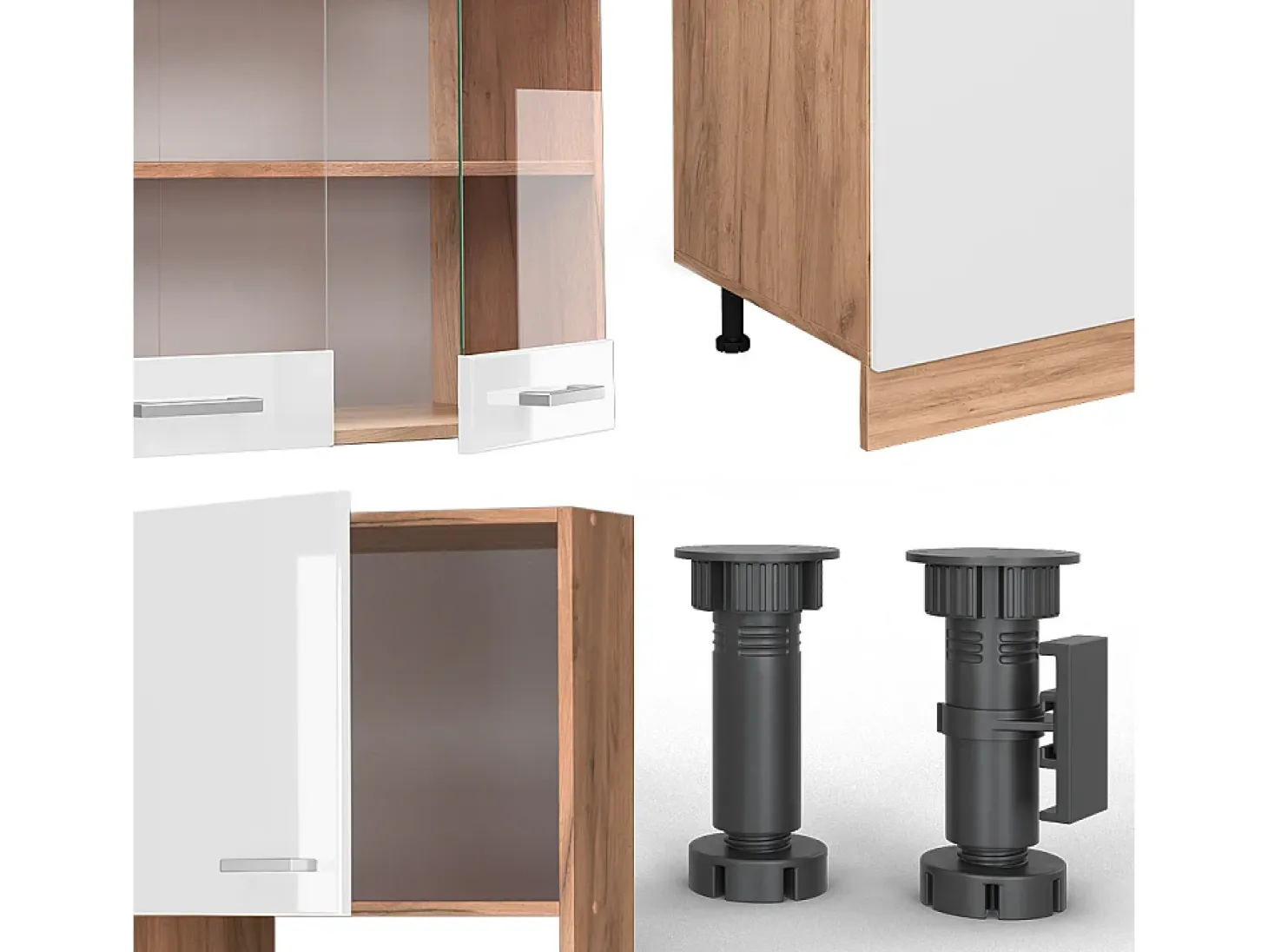 Mueble de cocina blanco brillo intenso/roble dorado 300x60x81.6 r-line