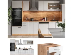 Mueble de cocina blanco brillo intenso/roble dorado 300x60x81.6 r-line