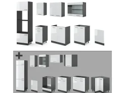 Mueble de cocina blanco brillo/antracita 300x60x81.6 r-line