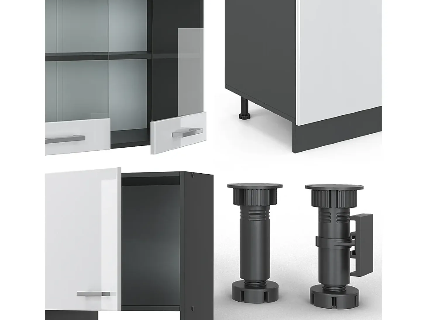 Mueble de cocina blanco brillo/antracita 300x60x81.6 r-line