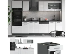 Mueble de cocina blanco brillo/antracita 300x60x81.6 r-line
