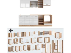 Mueble de cocina blanco brillo intenso/roble dorado 240x60x81.6 r-line