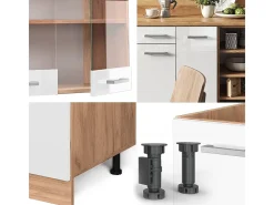 Mueble de cocina blanco brillo intenso/roble dorado 240x60x81.6 r-line