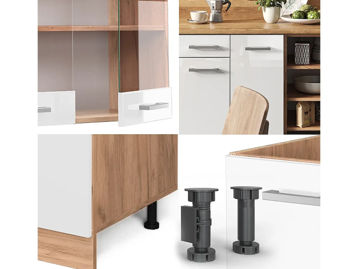 Mueble de cocina blanco brillo intenso/roble dorado 240x60x81.6 r-line