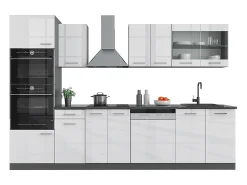 Mueble de cocina blanco brillo/antracita 300x46x81.6 r-line