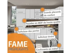 Mueble de cocina blanco casa de campo 300x60x81.6 fame-line