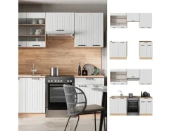 Mueble de cocina blanco casa de campo 200x46x81.6 fame-line