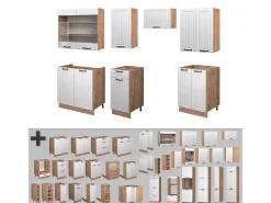 Mueble de cocina blanco casa de campo 240x46x81.6 fame-line